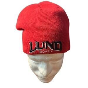 Lund Boats Fishing Beanie Winter Hat Ski Knit Cap Red made by the Game Brand